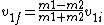 v_{1f}=\frac{m1 - m2}{m1 + m2}v_{1i}